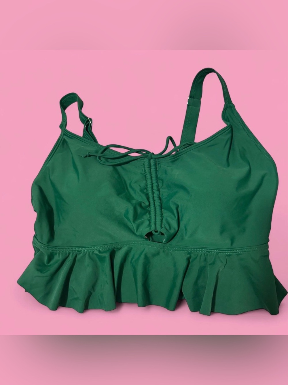 Green Ruffled Tank Swim Top